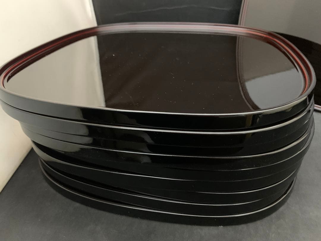 漆器　山田平安堂　盆　胴張会席膳　段付　5膳＋5膳　セット売り