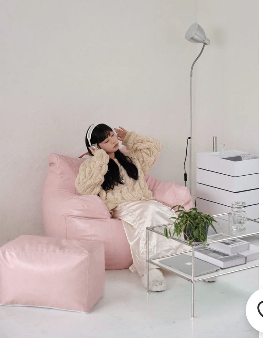 HUGME 1人掛けビーズソファPALEPINKCOVER