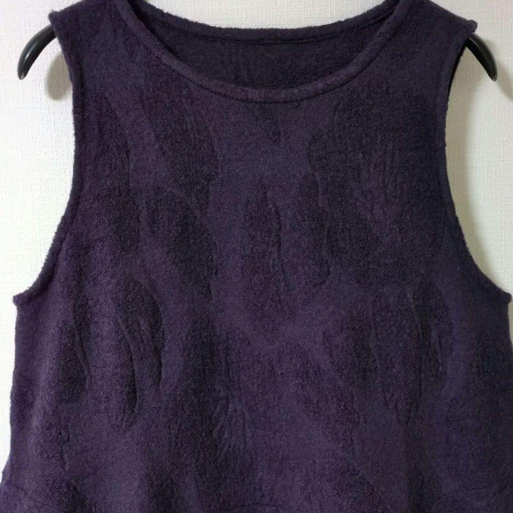 【美品】センソユニコ・慈雨/パープル ノースリーブ チュニック.ベスト