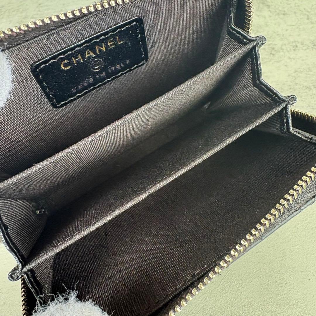 CHANEL ラムスキン　カメリアモチーフ　ケース　カードケース