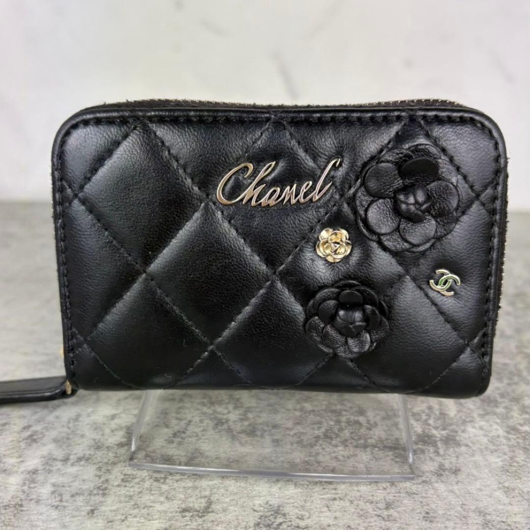 CHANEL ラムスキン　カメリアモチーフ　ケース　カードケース