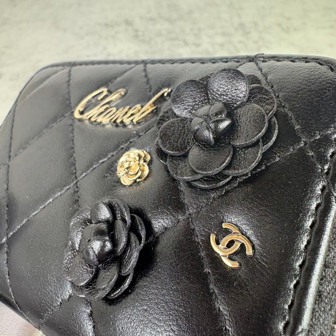 CHANEL ラムスキン　カメリアモチーフ　ケース　カードケース