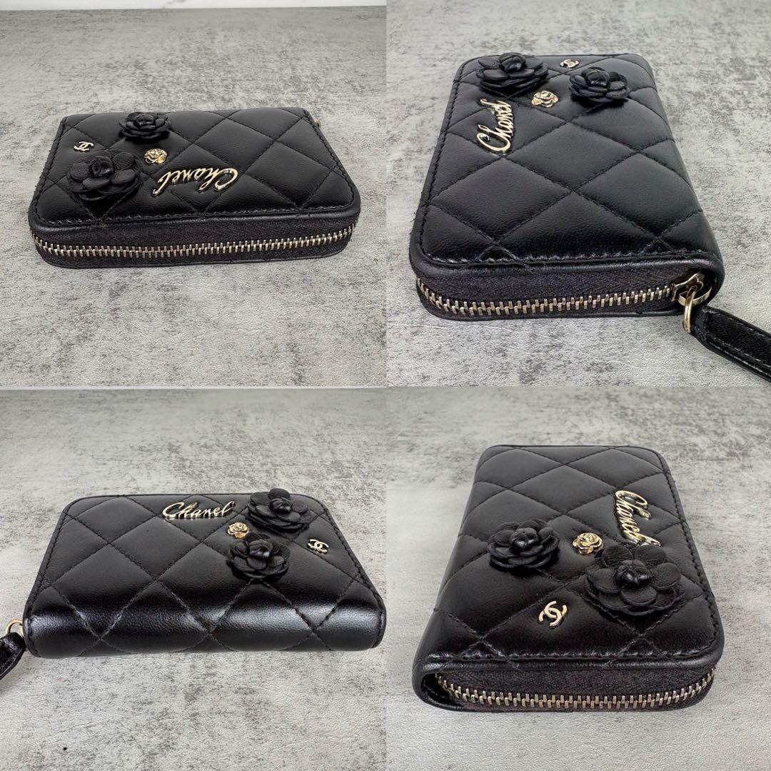 CHANEL ラムスキン　カメリアモチーフ　ケース　カードケース