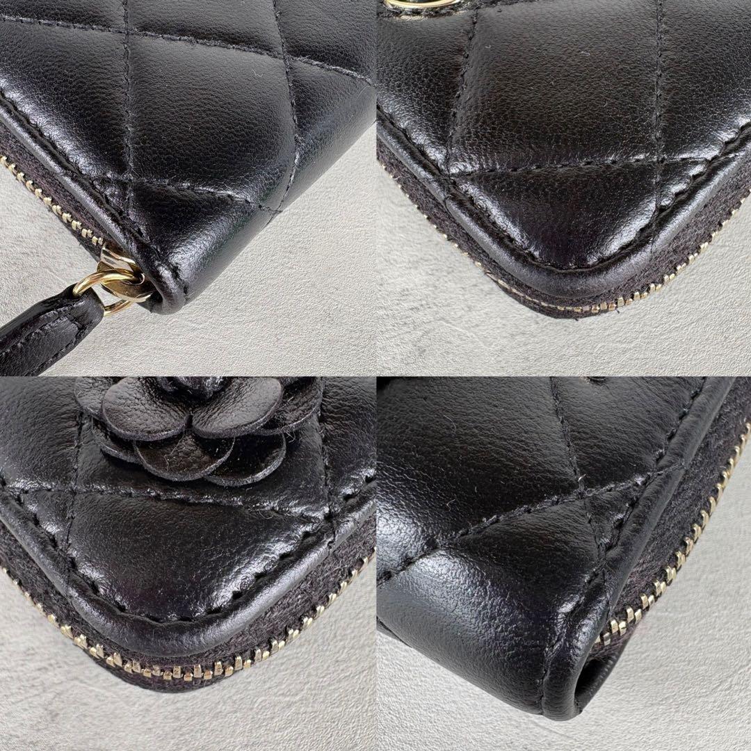 CHANEL ラムスキン　カメリアモチーフ　ケース　カードケース