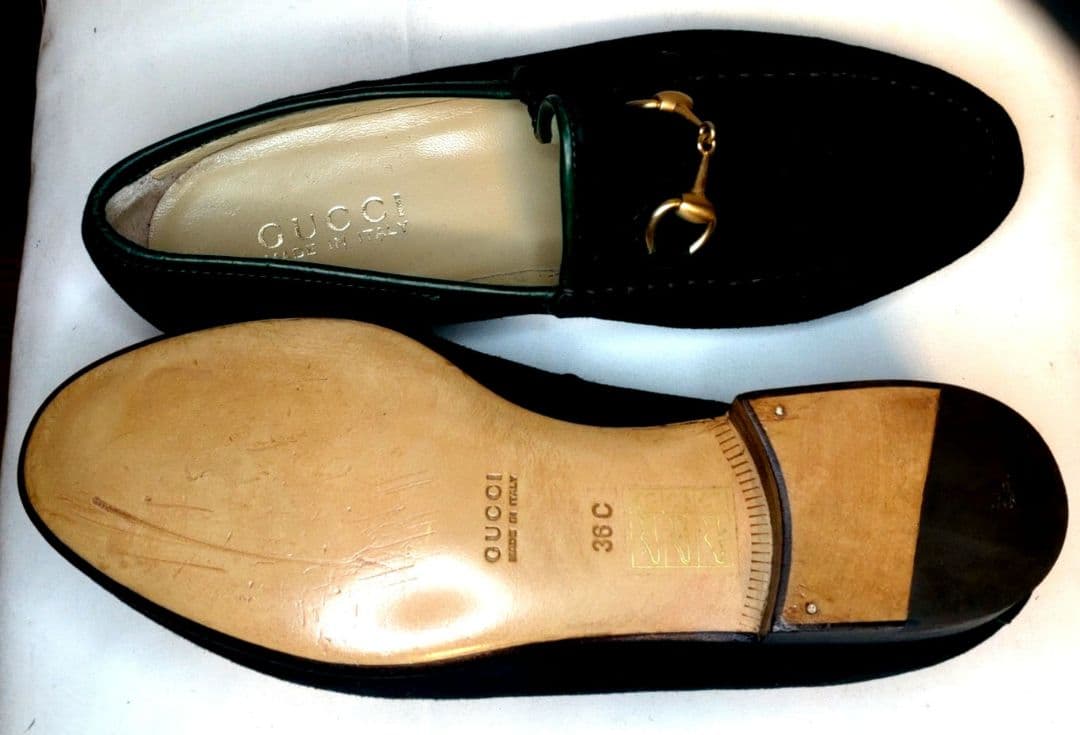 GUCCI ローファー モスグリーン モカシン スエード 23cm