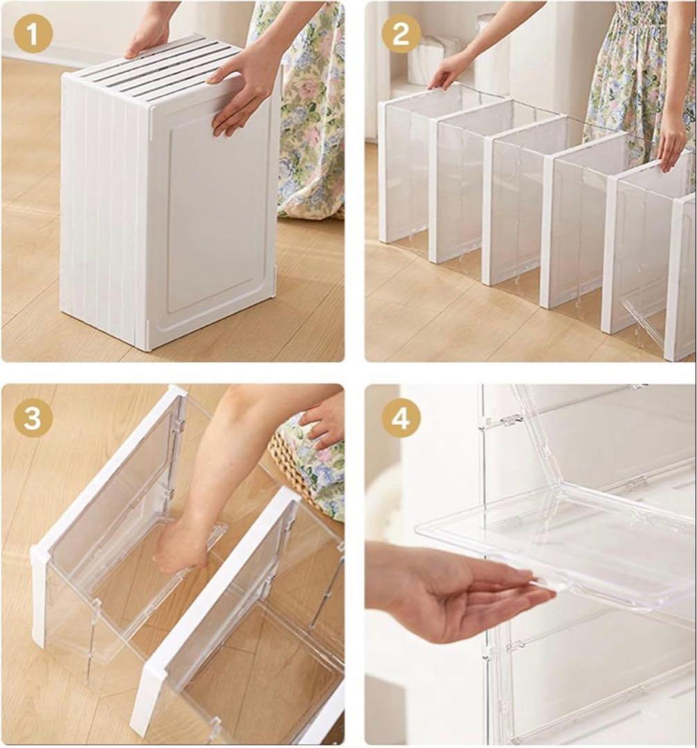 【2個】クリアボックス 6段 簡単設置 ディスプレイボックス 折りたたみ