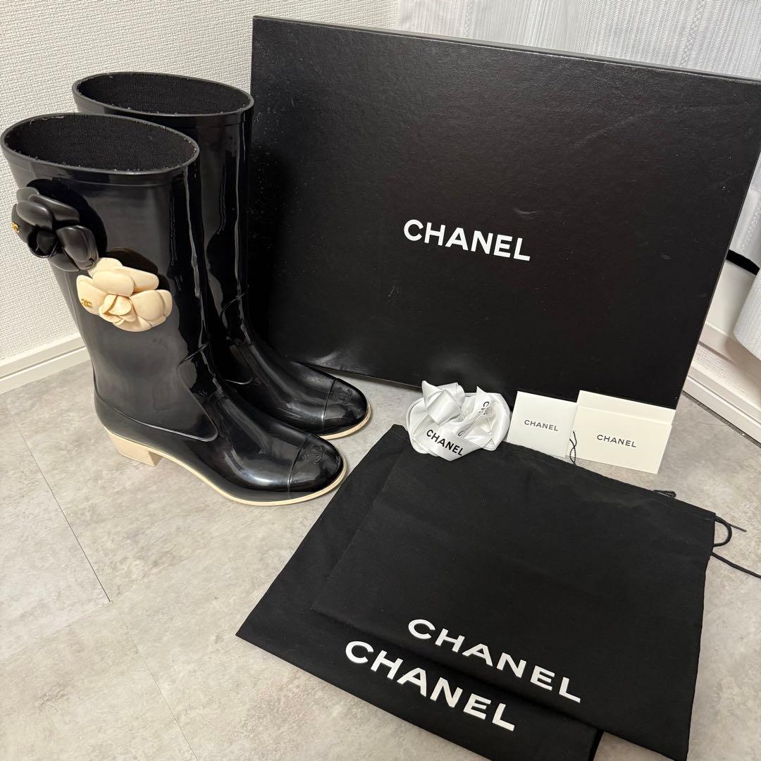 【美品❗️】CHANELレインブーツ　カメリア　ココマーク