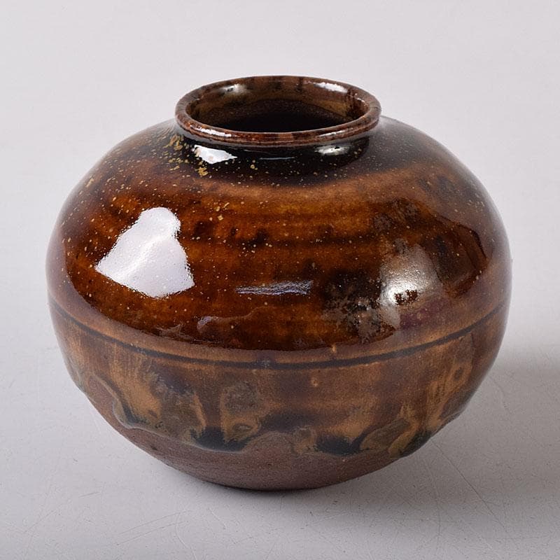 茶道具　石田陶春作　丹波茶入　西陣織宝間道仕覆付　共箱　V　7862