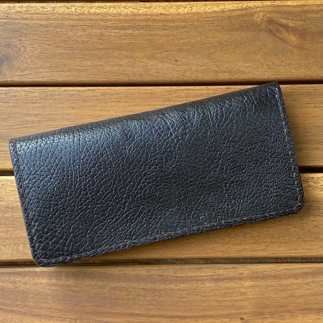【茶芯・馬革】トラッカーウォレット　３層・ブラック・シボ