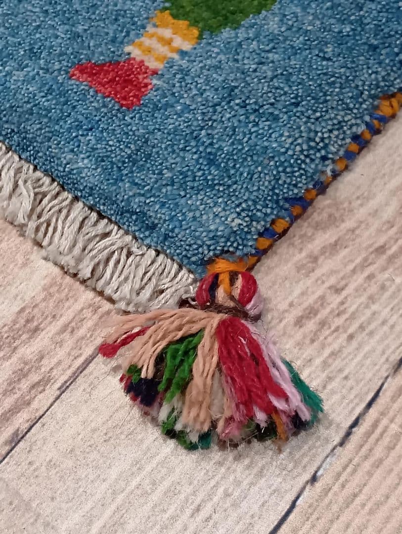 ペルシャ絨毯　ギャッベ　座布団　手織り　イラン(65)