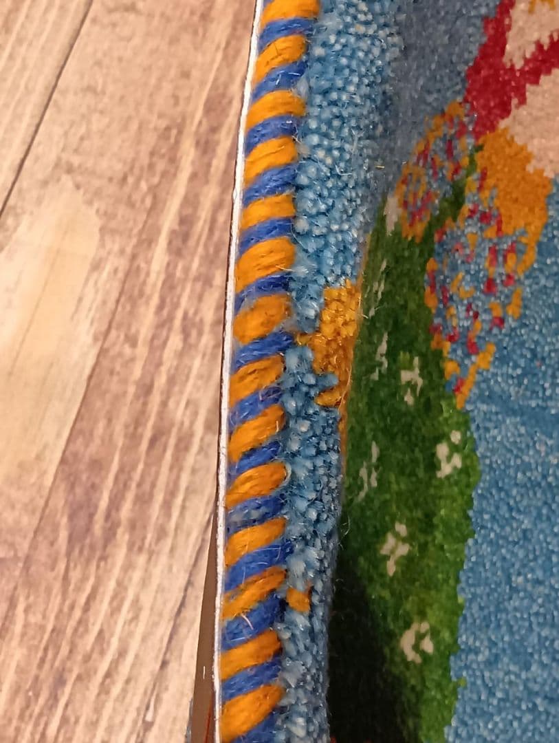 ペルシャ絨毯　ギャッベ　座布団　手織り　イラン(65)