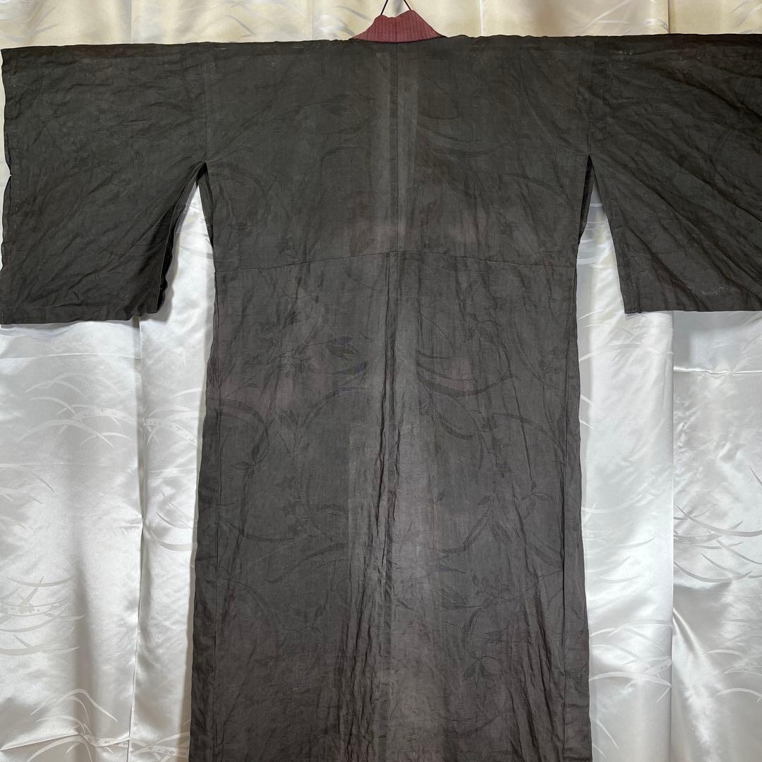 【ラスト1枚】汗ばむ季節を快適に‼️洗える麻の長襦袢　粋なブラック　SIN-7