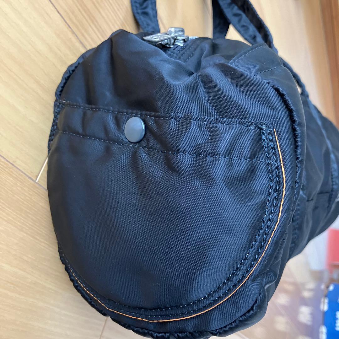 美品　PORTER ポーター ミニボストン ドラムバッグ ブラック　タンカー