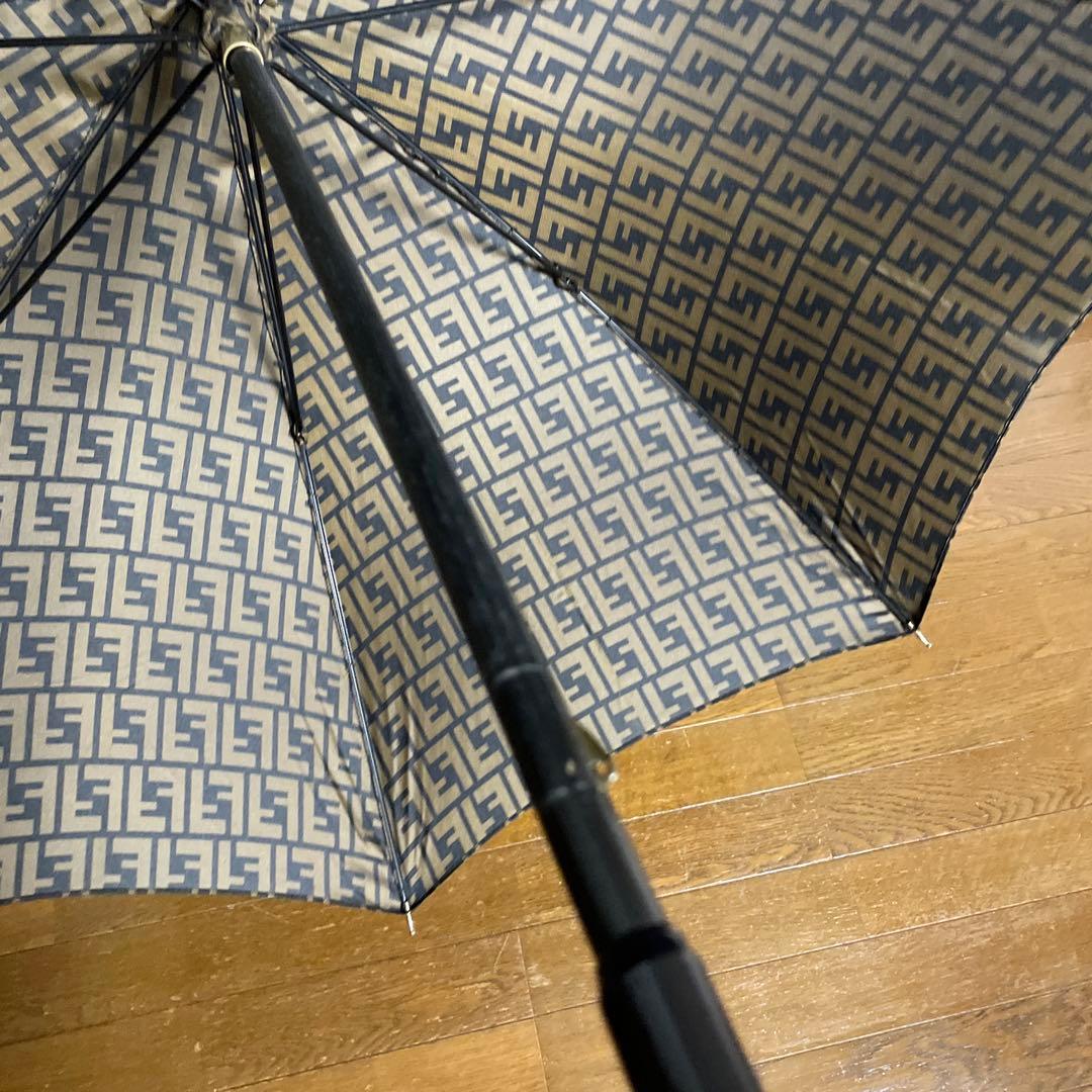 FENDI フェンディ 長傘 ズッカ柄 総柄 ユニセックス 美品 ゴールド