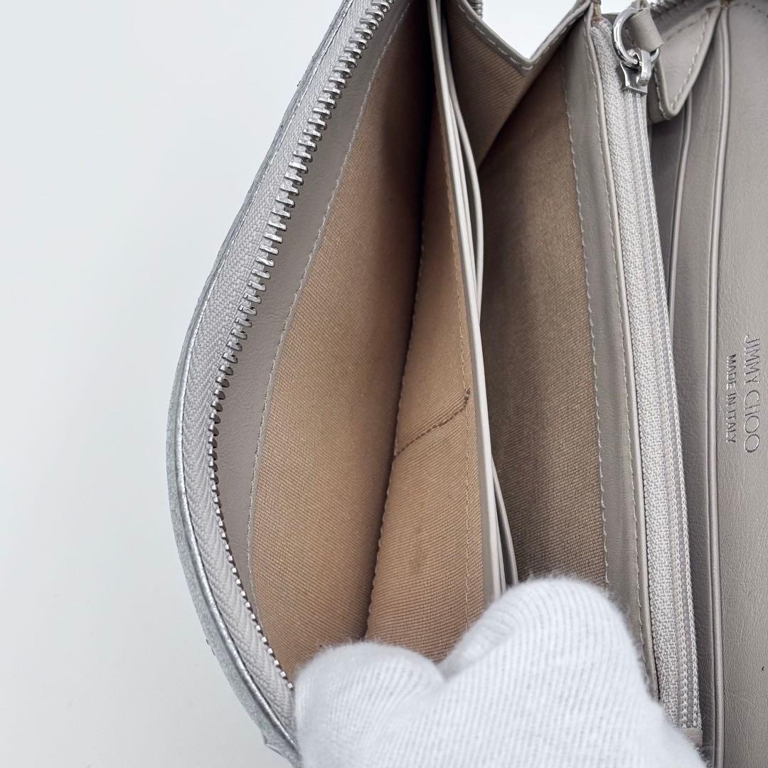 ✨美品✨ JIMMY CHOO 星スタッズ シルバー ラウンド長財布