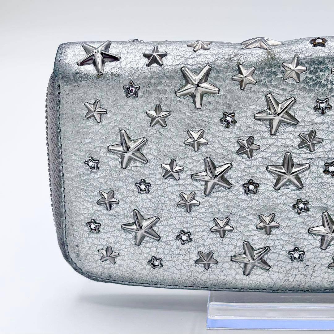 ✨美品✨ JIMMY CHOO 星スタッズ シルバー ラウンド長財布