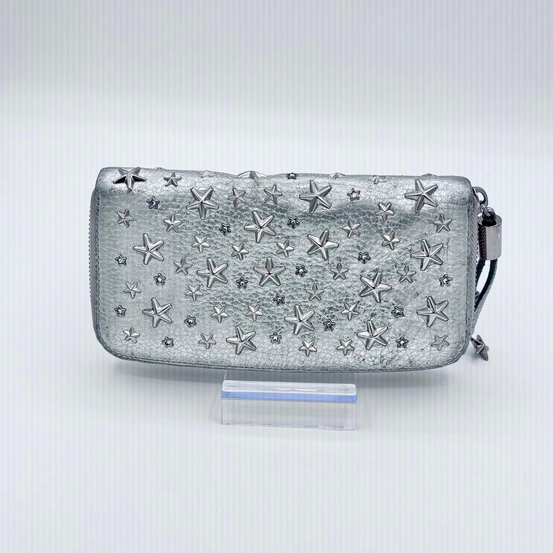 ✨美品✨ JIMMY CHOO 星スタッズ シルバー ラウンド長財布