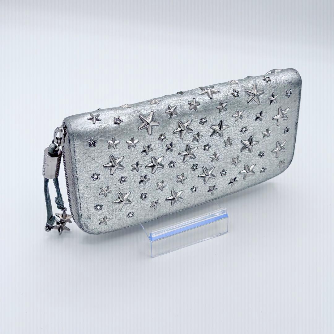 ✨美品✨ JIMMY CHOO 星スタッズ シルバー ラウンド長財布