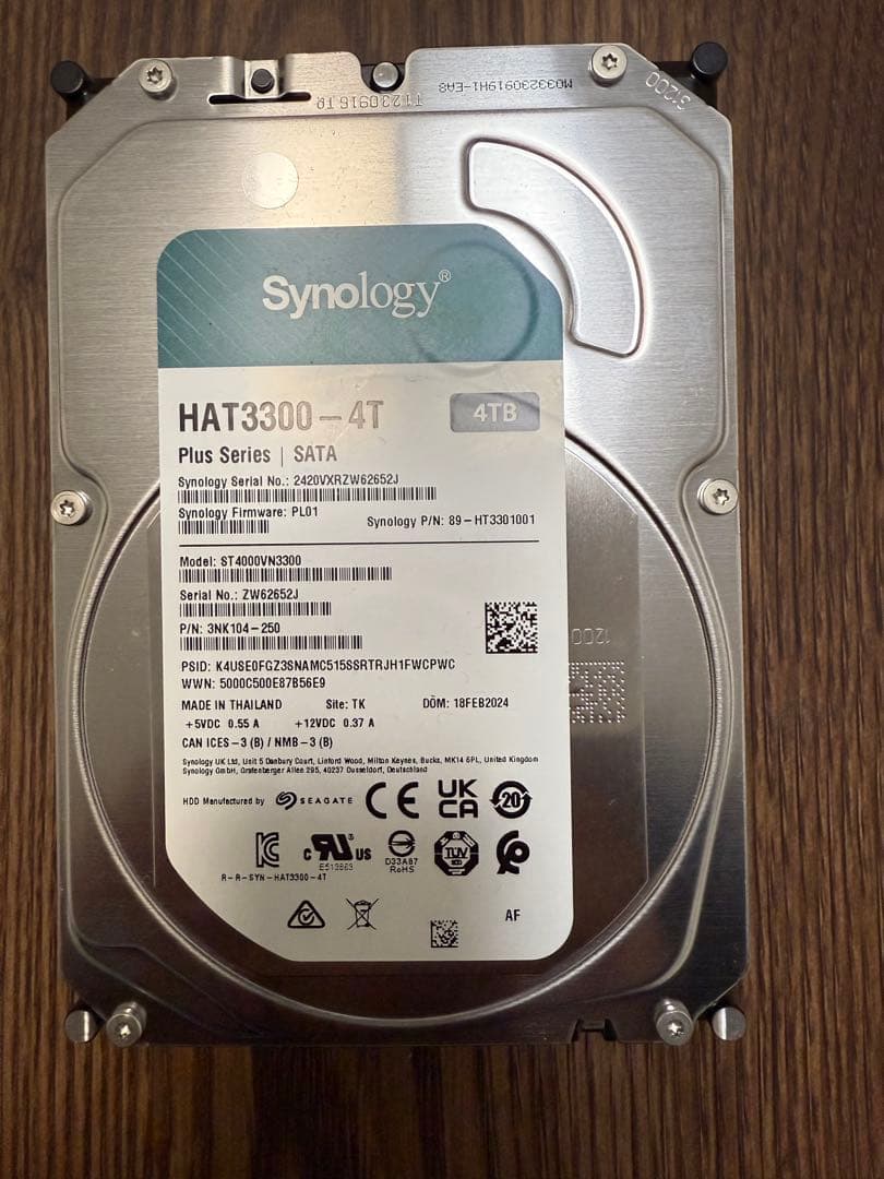 内蔵型ハードディスクドライブ Synology HAT3300-4T 4TB HDD Plus 256MB