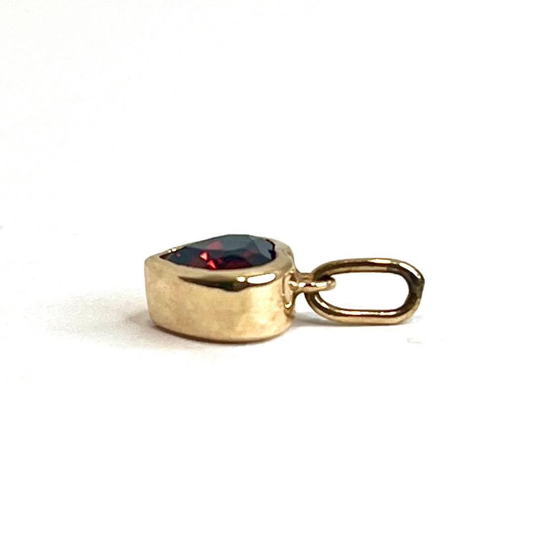 ヴァンドーム青山K10ガーネットトップチャームネックレスハートイエローゴールド