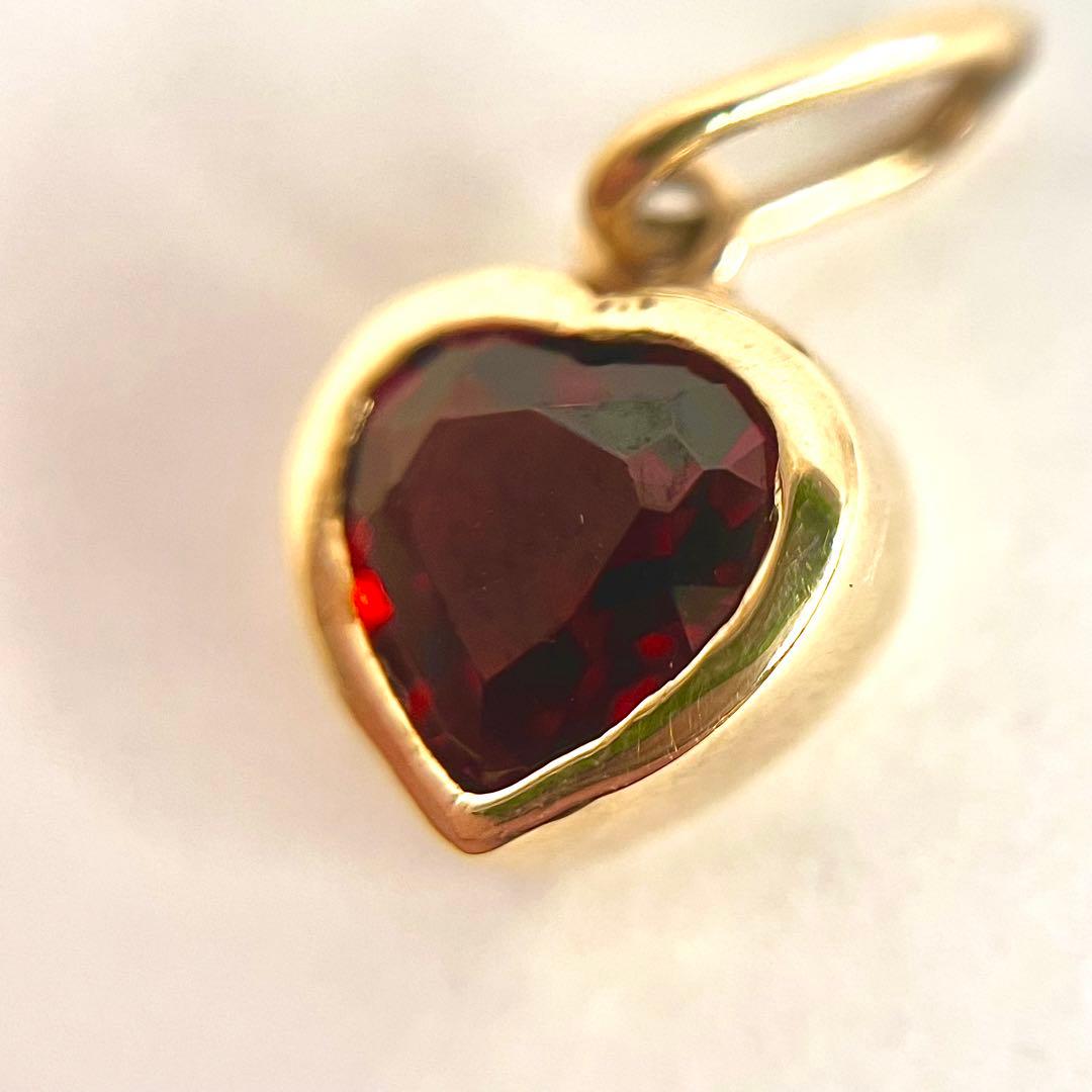 ヴァンドーム青山K10ガーネットトップチャームネックレスハートイエローゴールド
