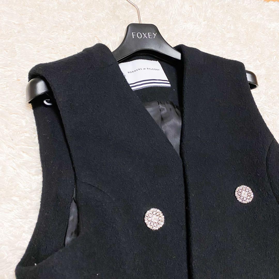 ボーダーズアットバルコニー　ジレ　ベスト　ロングワンピース　ウール100%