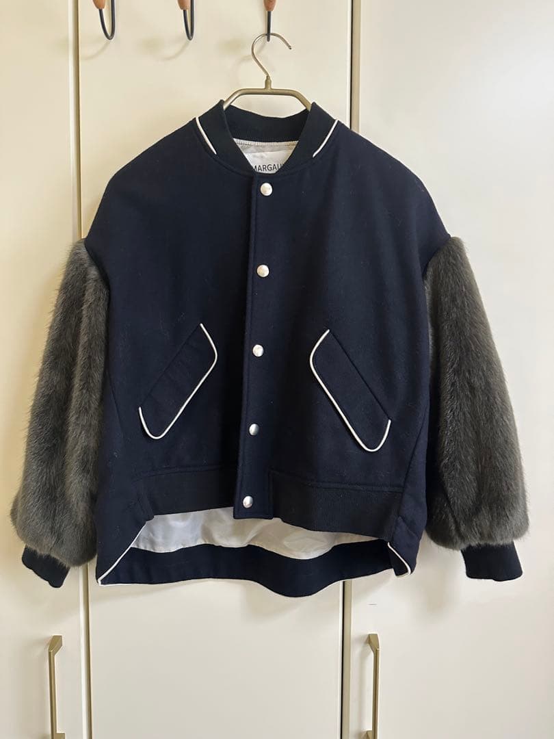 【MARGAUX】ファー袖切替 ウールブルゾン F