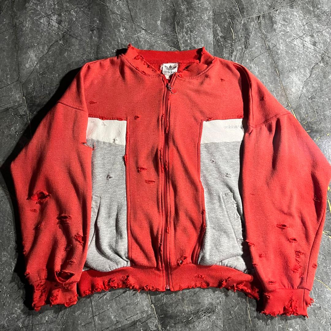 adidas 80s ボロ ジャージ スウェット 鬼フェード 赤 オリジナルス