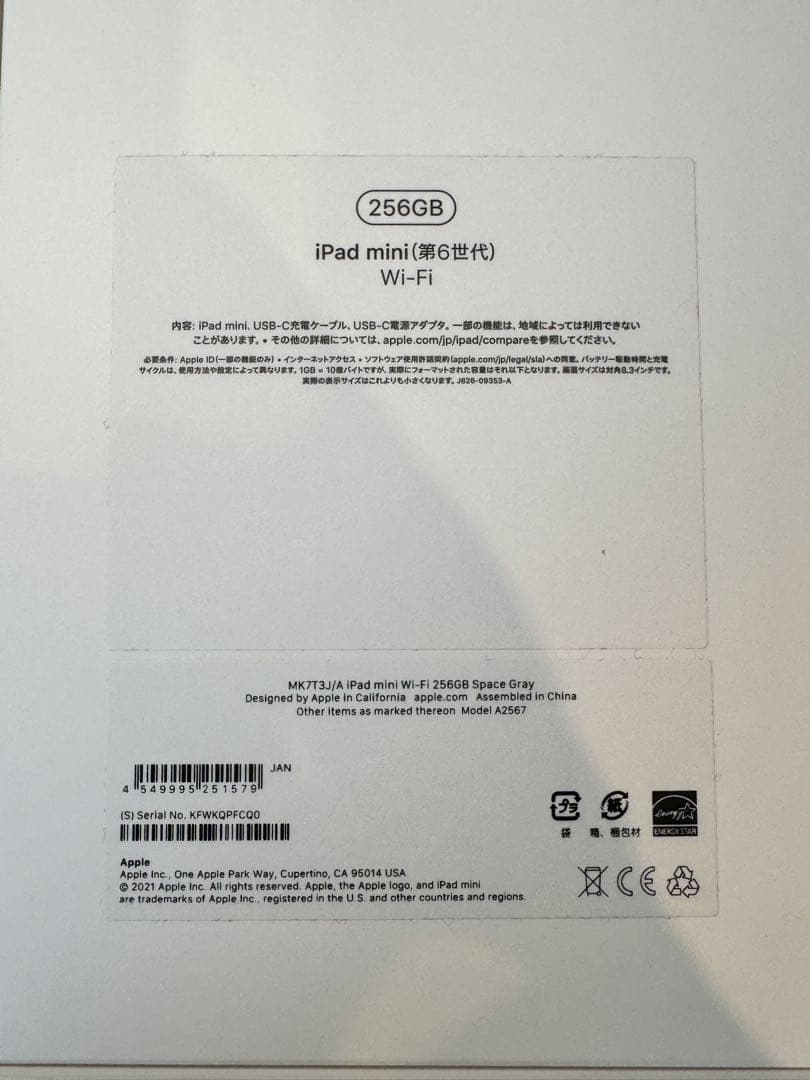 iPad mini第6世代 256GB wifiモデル