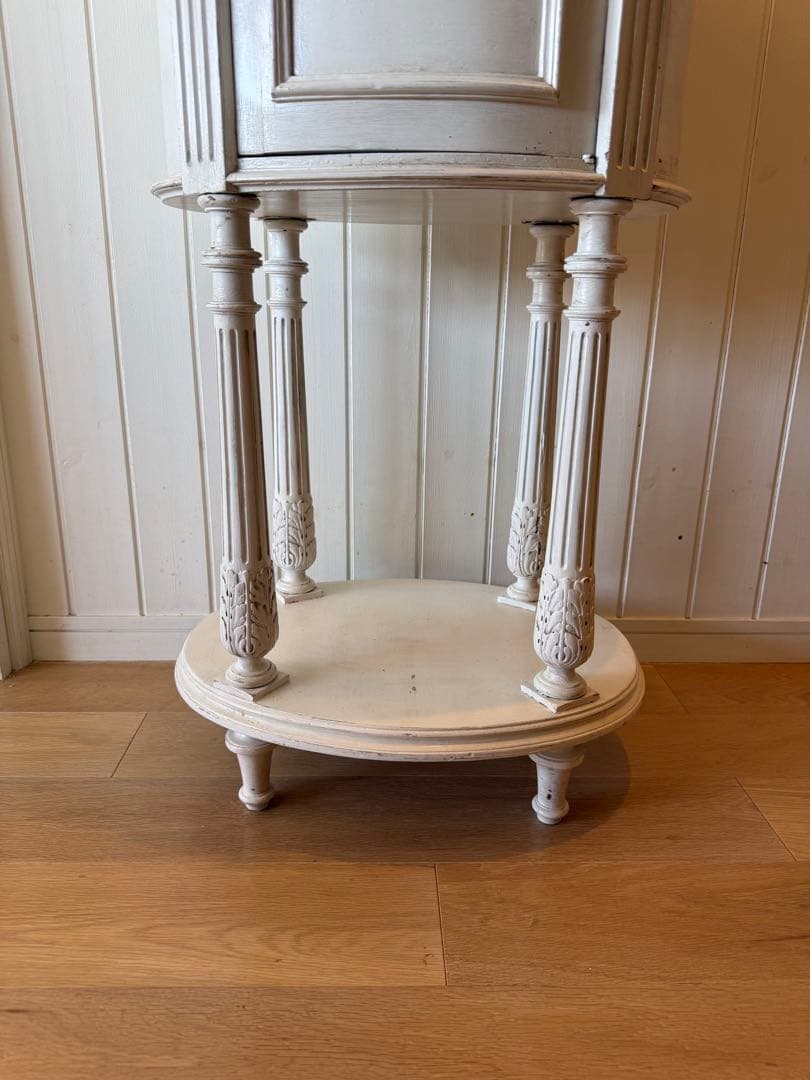 フランスアンティークリペイントクラシックスタイル ホワイトサイドオーバルテーブル