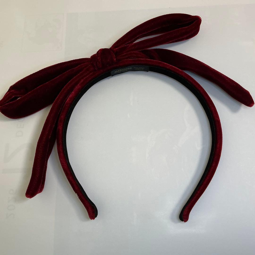 ALEXANDRE バーガンディ ベルベット ヘアバンド