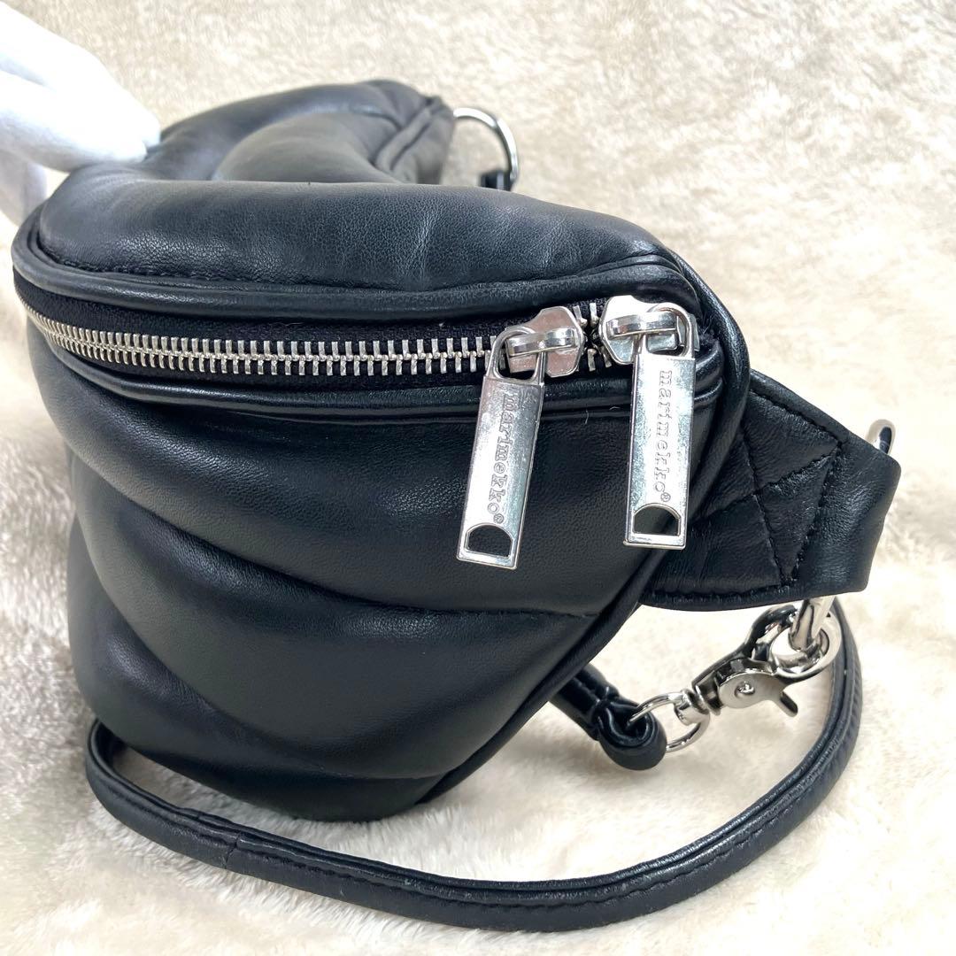 【美品✨】marimekko マリメッコ ショルダーバッグ レザー ブラック