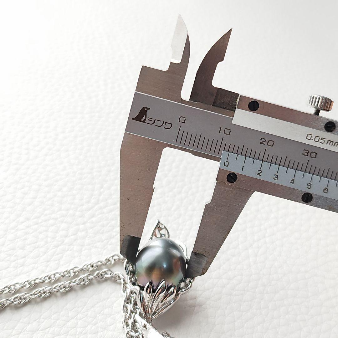 【美品】黒蝶真珠　パール　ロングネックレス　バロック　12mm　シルバー925