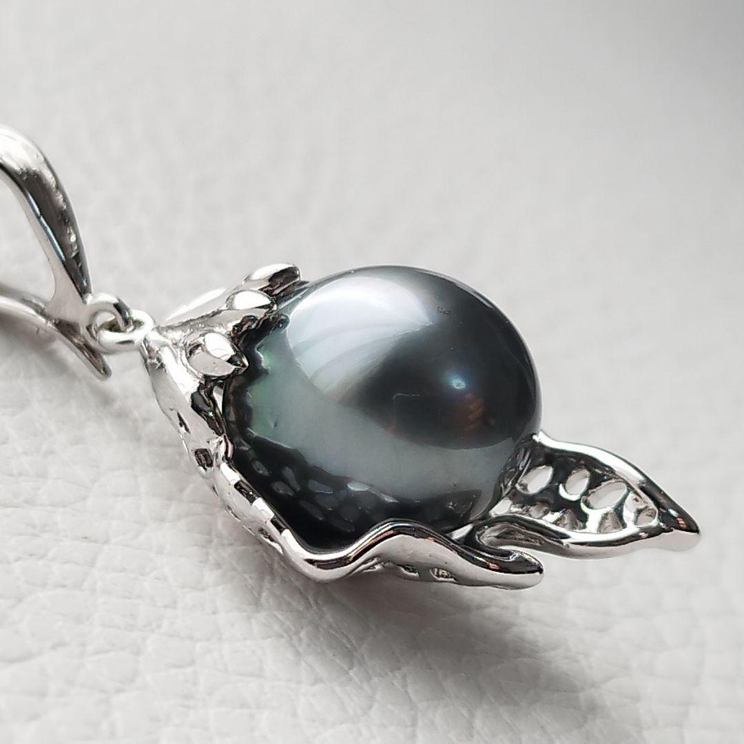 【美品】黒蝶真珠　パール　ロングネックレス　バロック　12mm　シルバー925