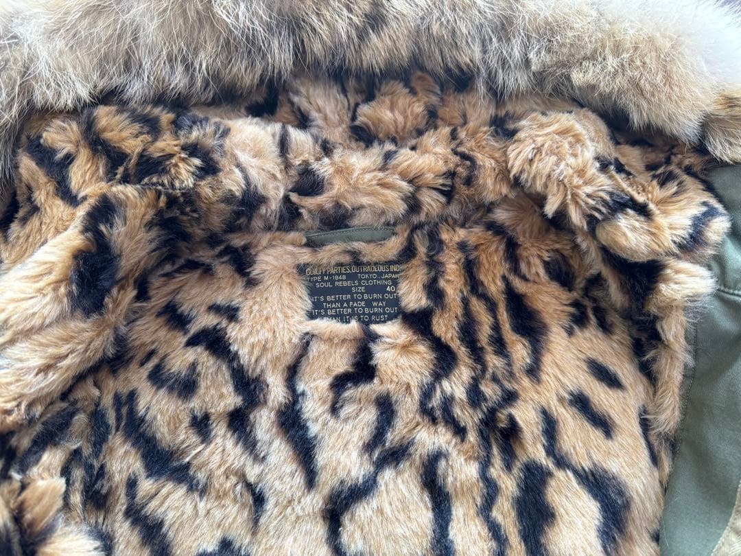 ワコマリア モッズコート レオパード ボア L コヨーテファー