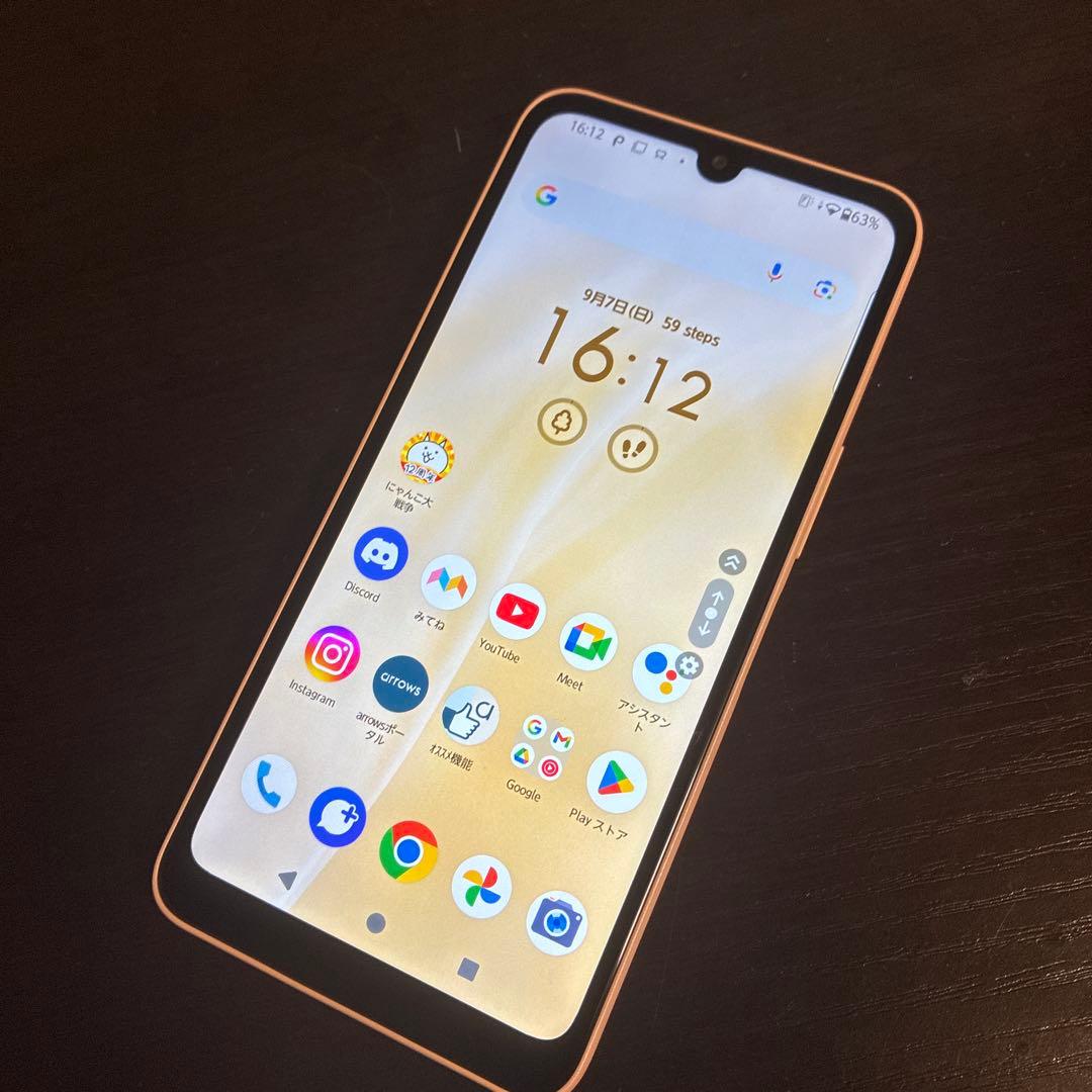 arrows スマートフォン 本体 ピンク 6.1インチ