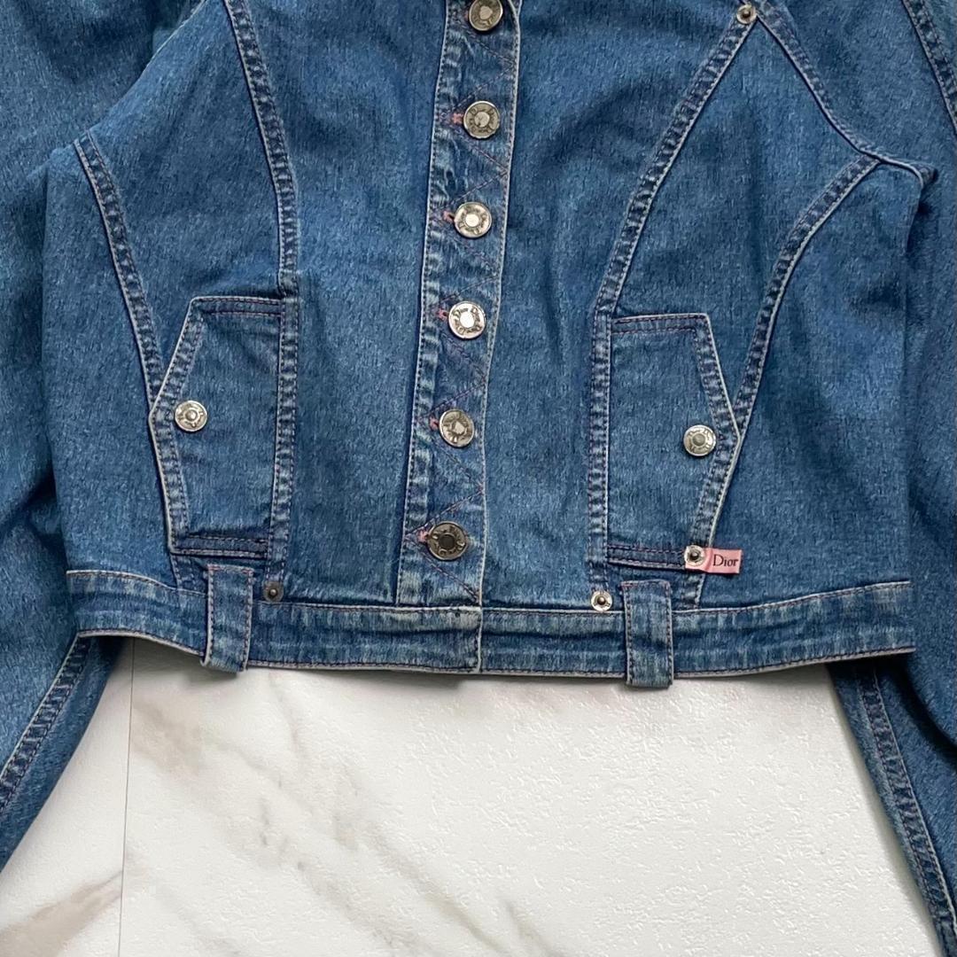 希少　ガリアーノ期　ディオール　デニムジャケット　ストレッチ　ギャザー　XL