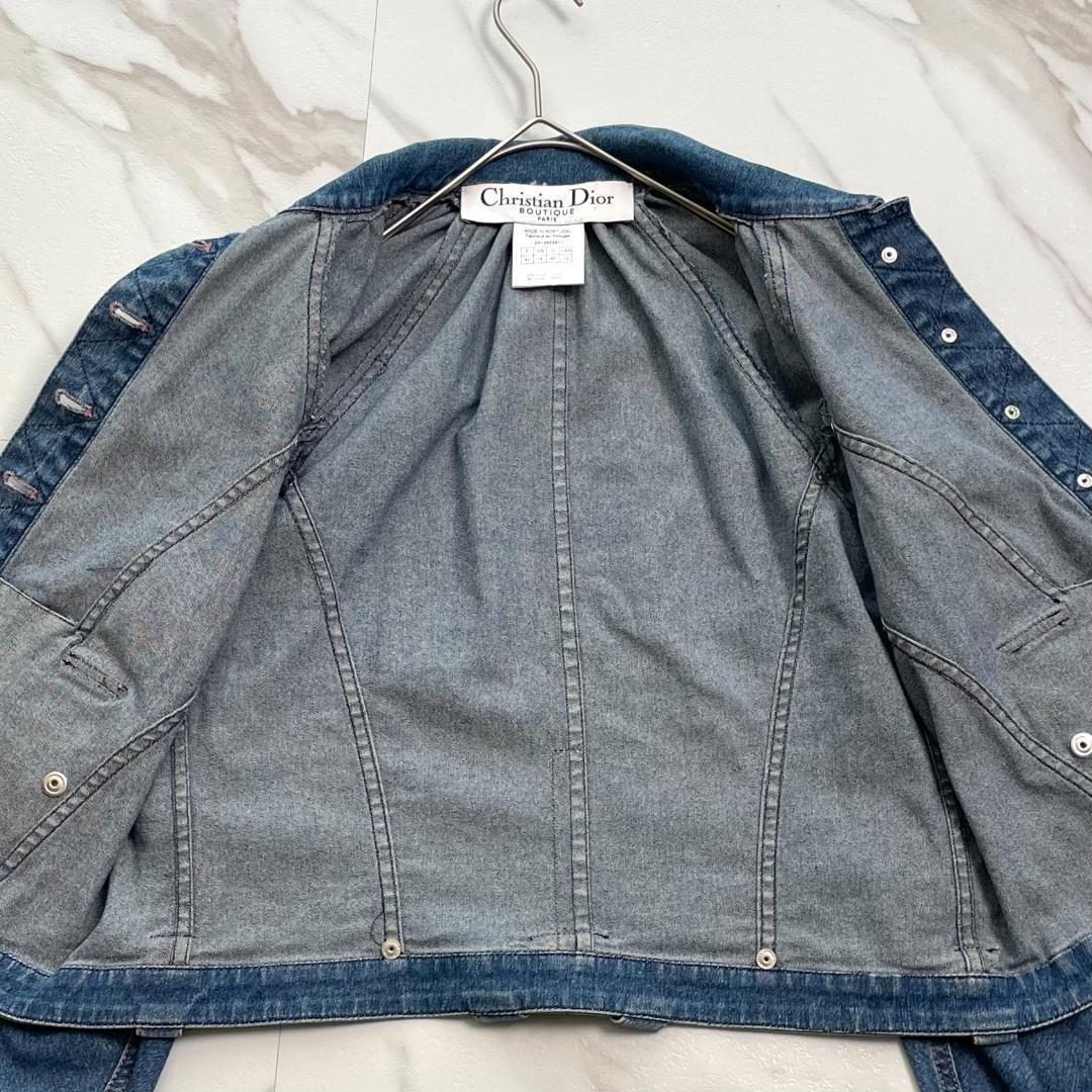 希少　ガリアーノ期　ディオール　デニムジャケット　ストレッチ　ギャザー　XL