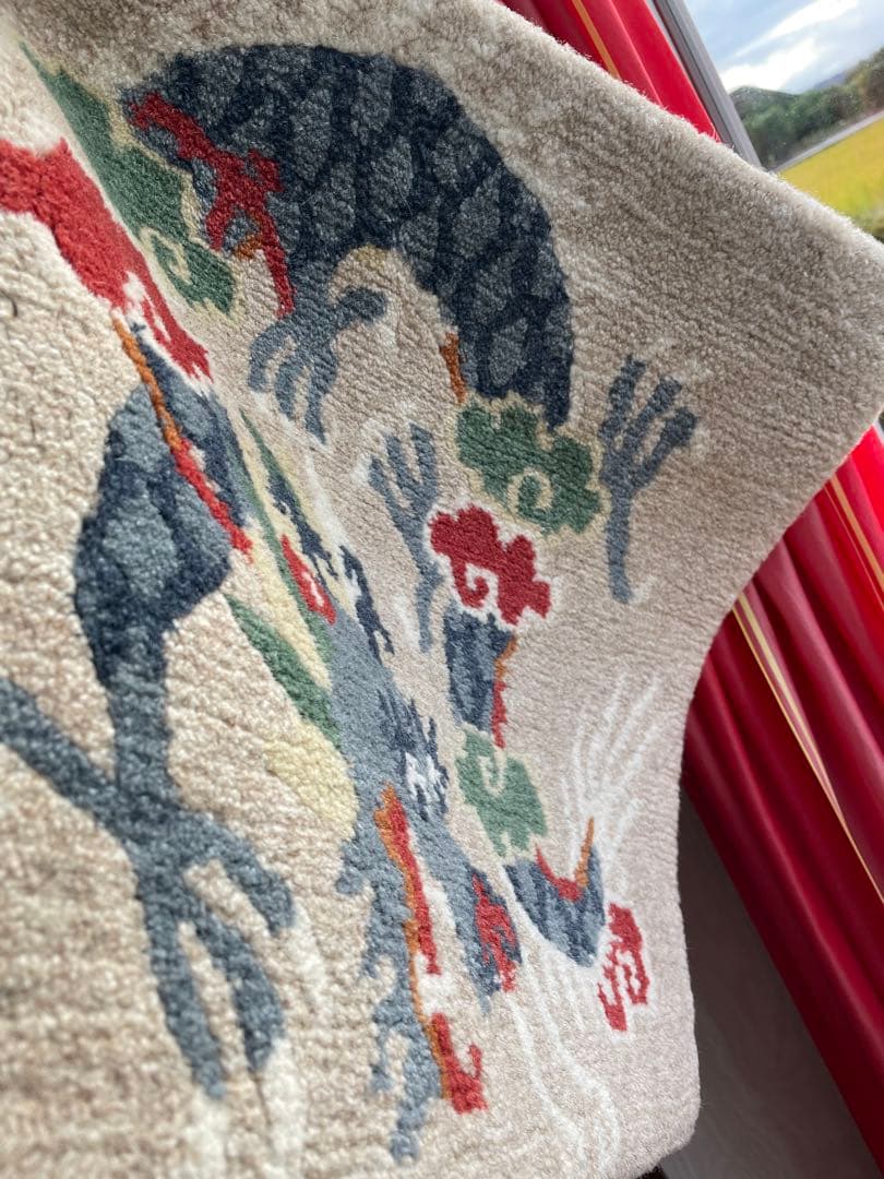 チベタンラグ　チェアマット　ドラゴン