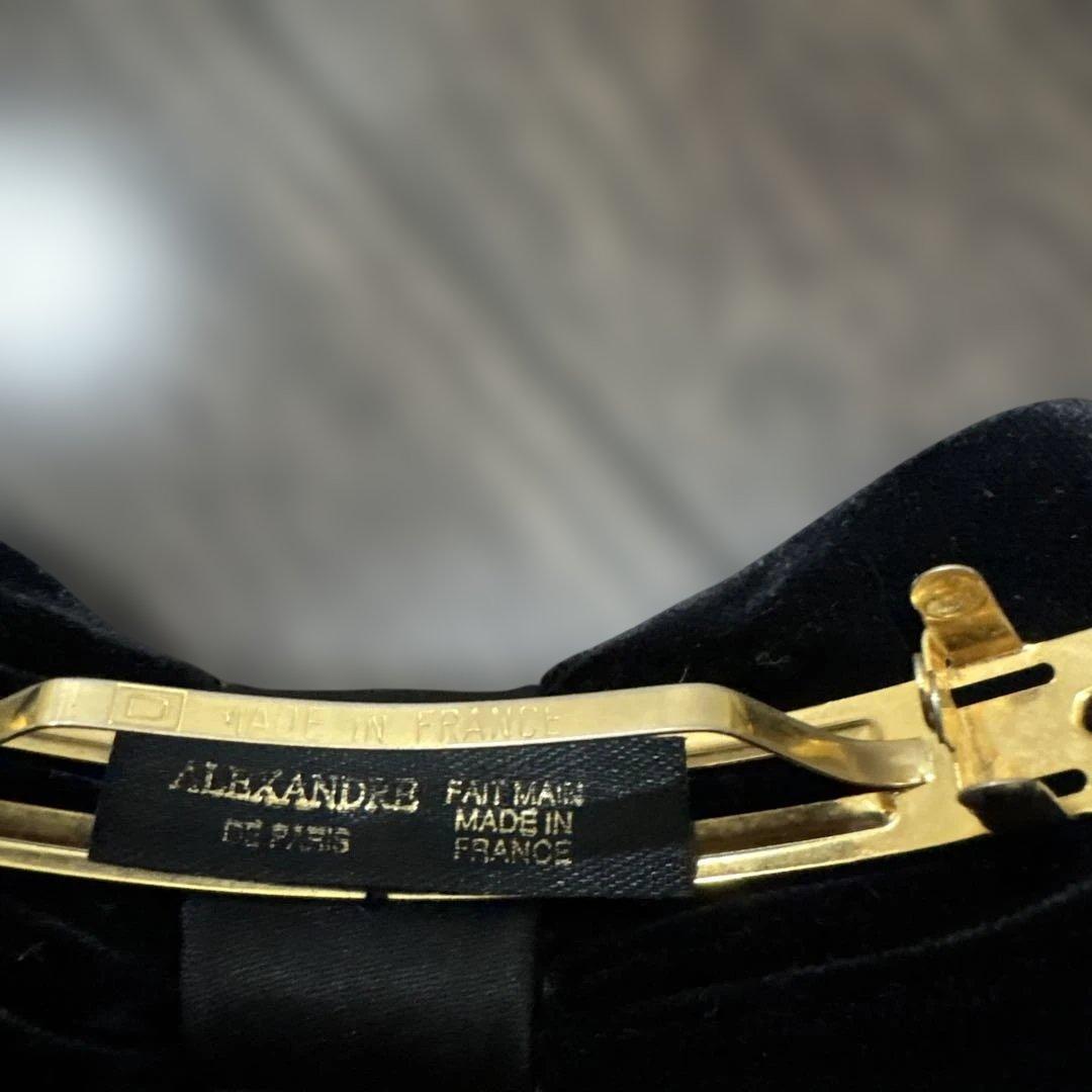 黒　ヘアアクセサリー　アレクサンドル　リボン　バレッタ