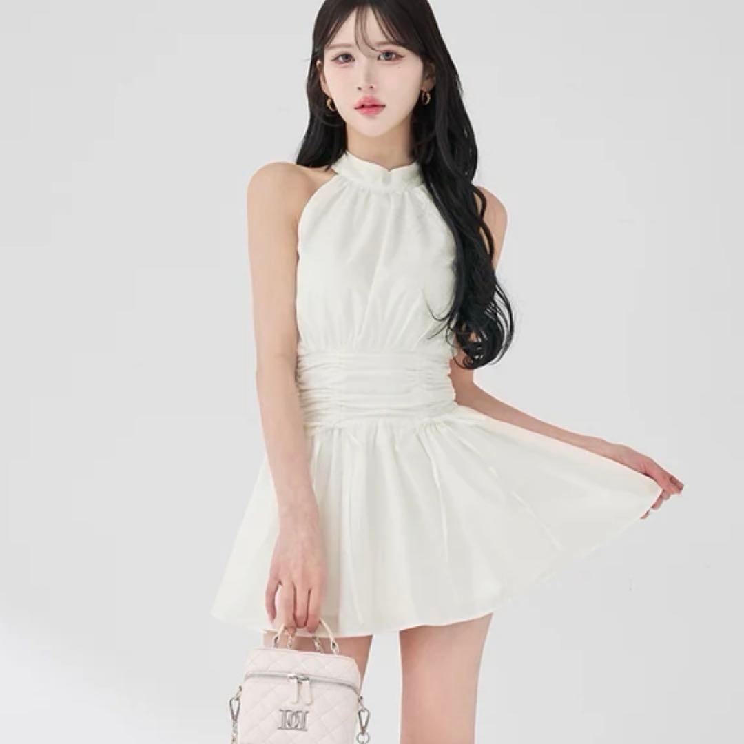 Darich アメスリギャザーフレアミニワンピース ホワイト