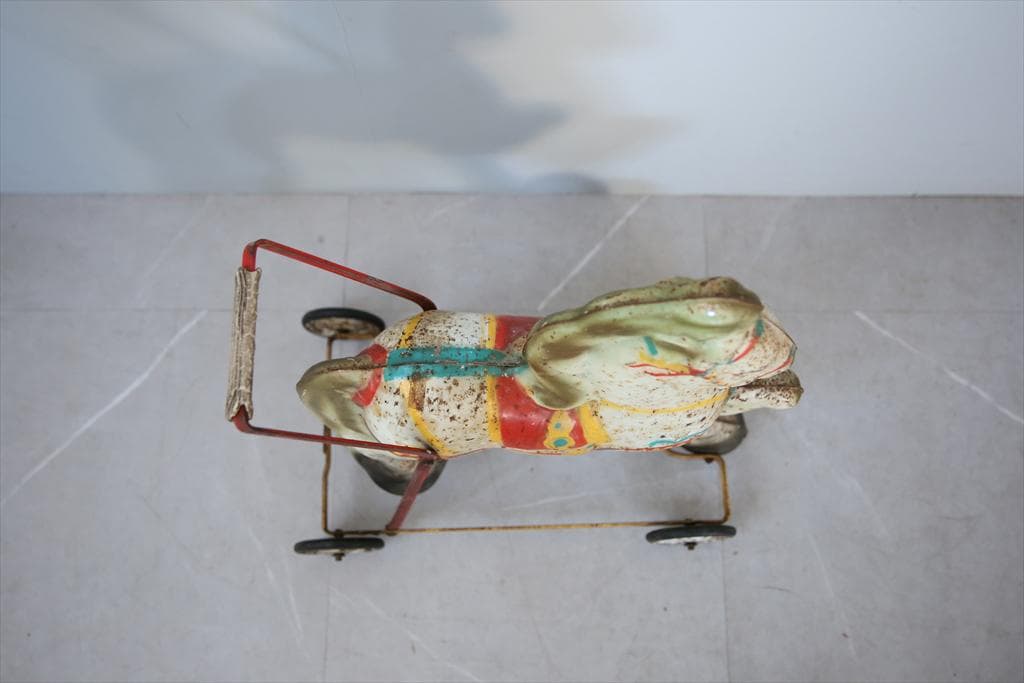 英国アンティークブリキ製ホース/鉄馬/木馬/子供用乗り物/オブジェ(92-68)