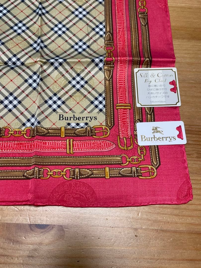 s*y様 シルク・コットンBurberrys チェック柄ハンカチ ーフ4枚セット