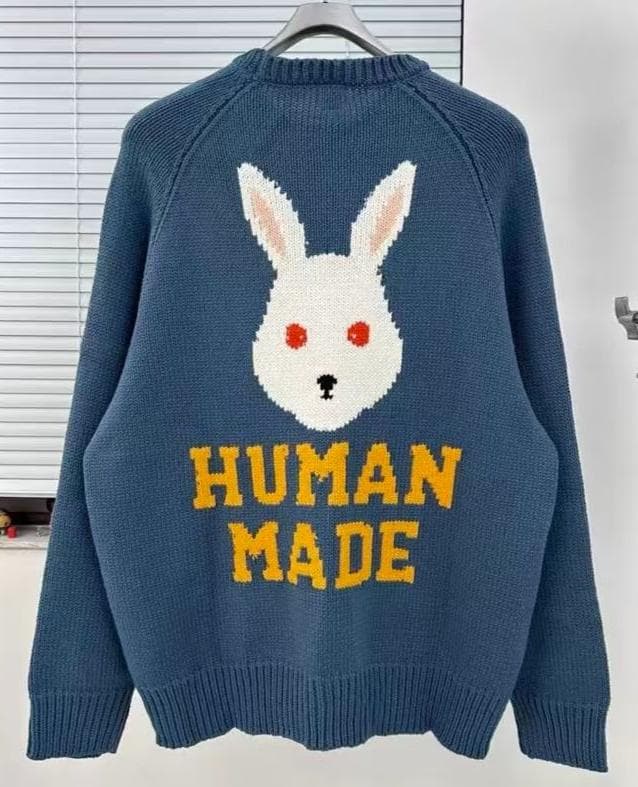 HUMAN MADE ラビット クルーネック ニット セーター ネイビー