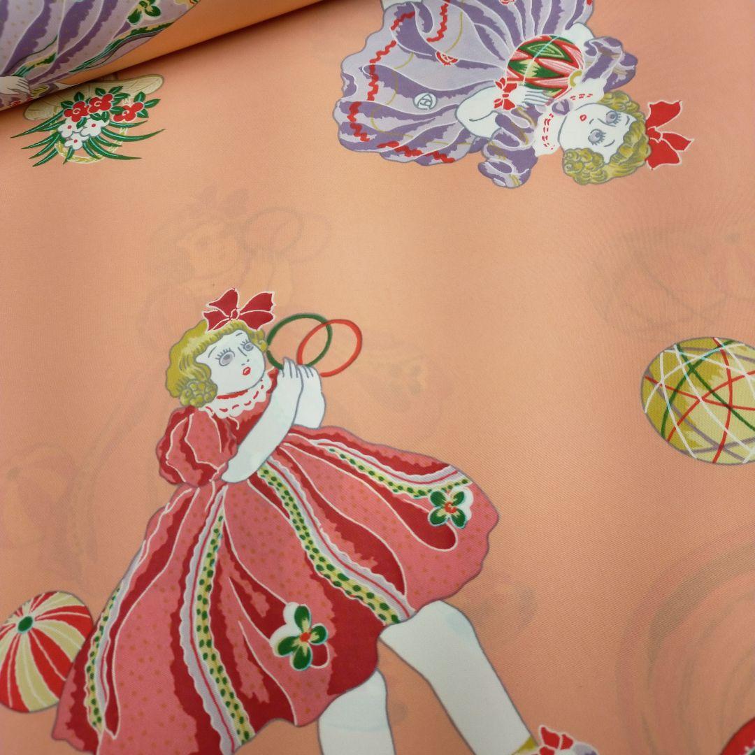 絹 長襦袢 フランス人形 柄