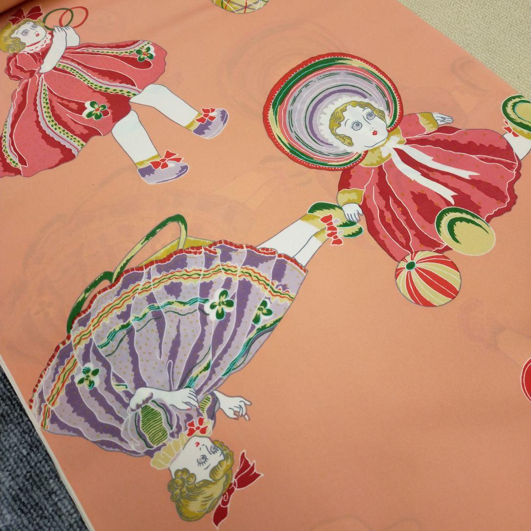 絹 長襦袢 フランス人形 柄