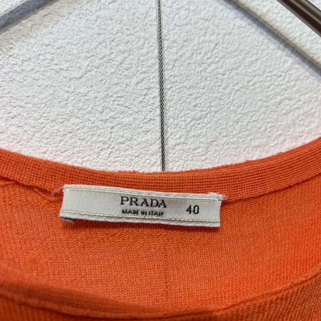 希少 プラダ 上質 ウール デザイン 半袖 ニット チュニック ワンピース 40