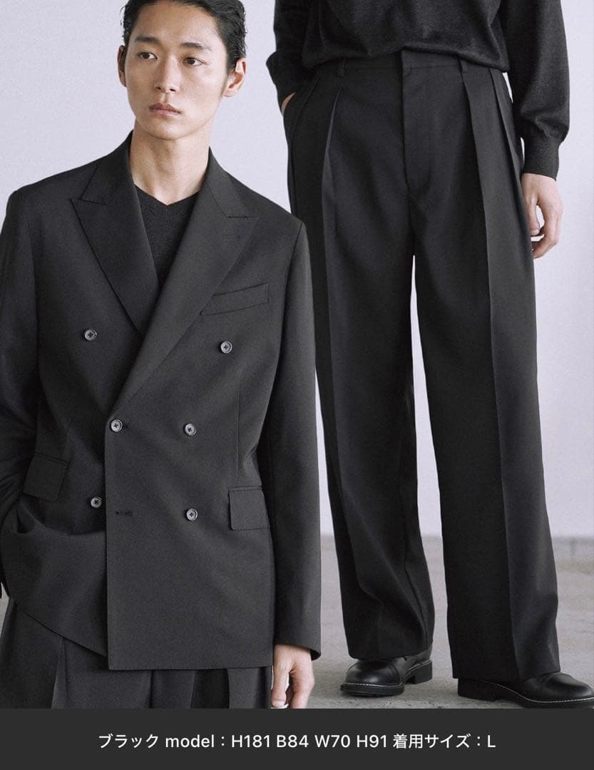 HIGH TWIST PE DOUBLE SUIT ブラック L size