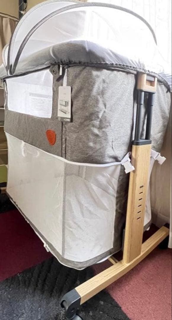 新品正規品HZDMJベビーベッド添い寝折りたたみハイローベッド08C-Gグレー系