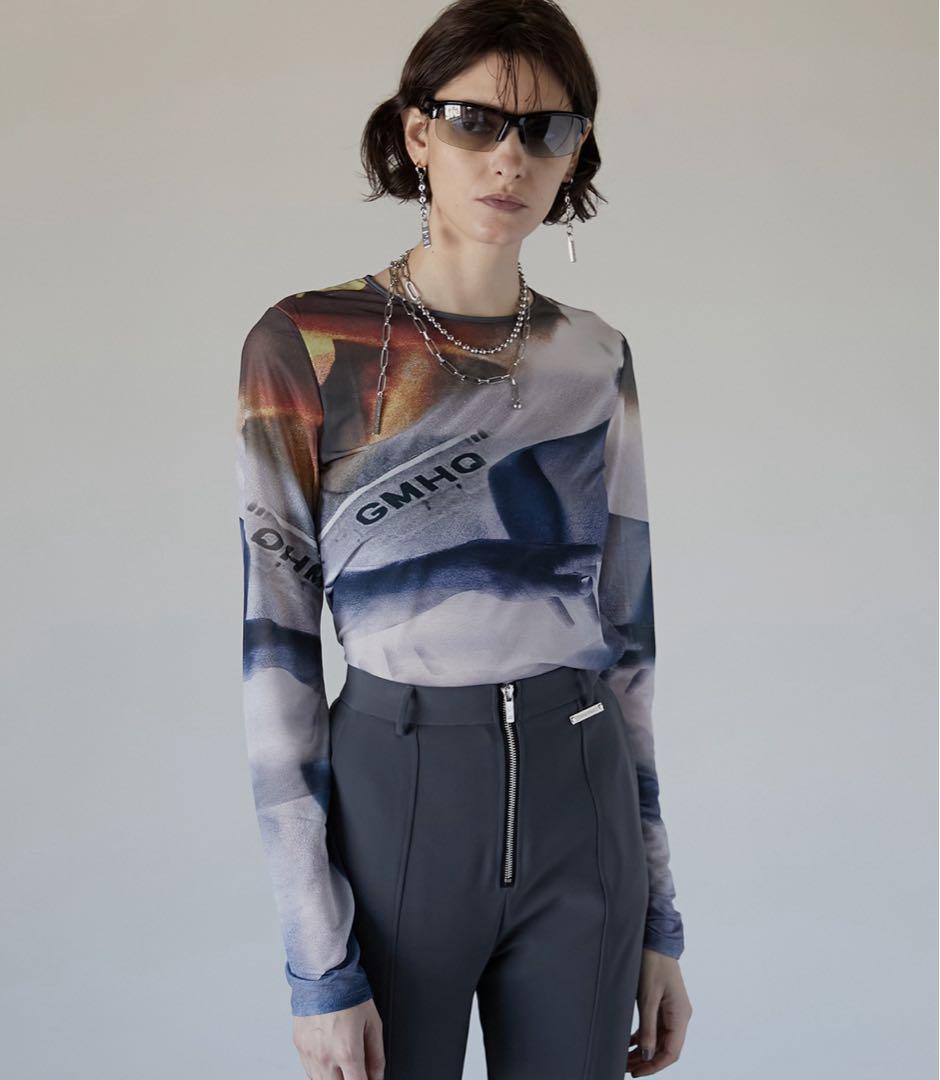 美品 PRANK PROJECT マルチプリント シアーカットソー シースルー